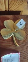 Brass four leaf clover paperweight
