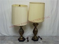 Vintage Table Lamps w Shades ~ 36.5" Tall