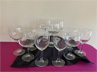 11 Wine Glasses - Various Sizes
