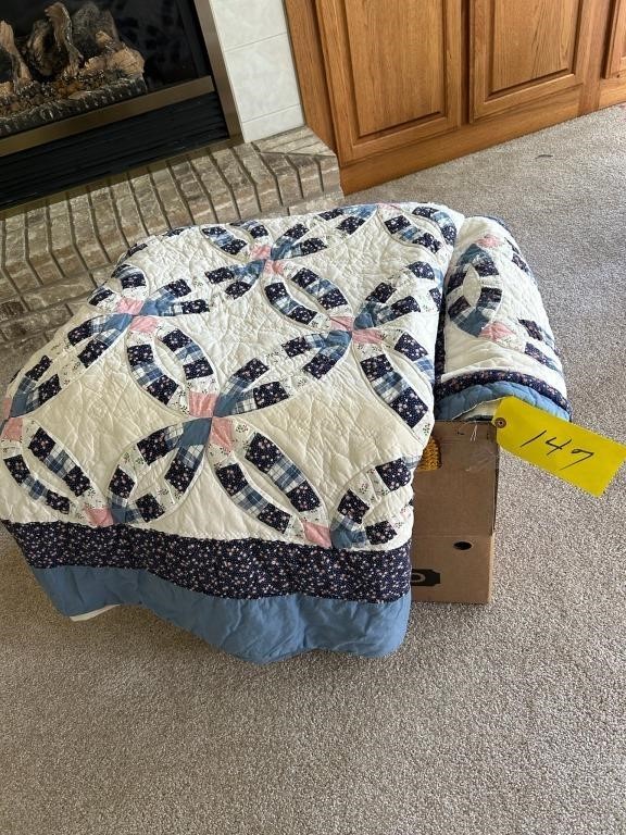Large box of bedding, Afgans, bed spreads & more