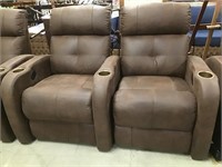 Faux Leather Recliners Set 2 Electric