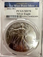 2013-W Silver Eagle Coin West Point Mint PCGS MS70
