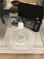 Crystal glassware and BBQ tool gift set.
