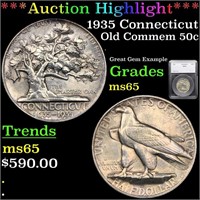*Highlight* 1935 Connecticut Old Commem 50c Graded