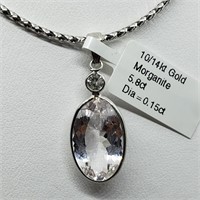 $2200 14K/10K  Morganite(5.8ct) Diamond(0.15ct) Ne