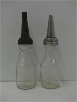 TWO 1 QRT OIL JARS W/ THE MASTER SPOUTS