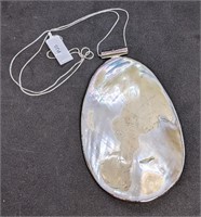 Large Shell Pendant In Sterling Silver With Chain