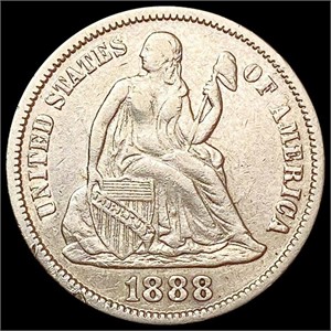 1888 Seated Liberty Dime NEARLY UNCIRCULATED