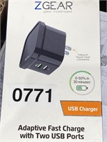 ZGEAR TWO USB PORTS FAST CHARGE RETAIL $20
