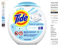 Tide PODS Free & Gentle HE Turbo Laundry Detergent