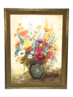 Dorothy Geyer Oil on Board of Flowers