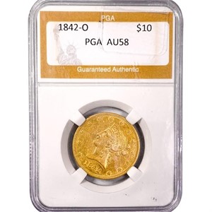 1842-O $10 Gold Eagle PGA AU58