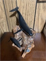 John Perry Whale Sculpture on Burl Wood (living