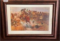 'Bronc to Breakfast' by CM Russell Framed Print