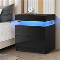 WFF4074  Hommpa Modern Nightstand 2 Drawer Black