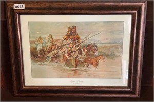 'Squaw Travois' by CM Russell Framed Print