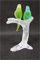 Daum France Glass Sculpture Birds on Branch