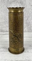 WW1 WWI Trench Art Shell Vase With Cannon