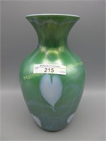 Imperial Freehand 8" green vase w. Heart & Vine