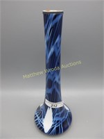 Imperial Freehand 9.5" Cobalt stick vase w/ white