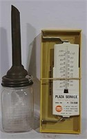 Glass Oil Bottle & Gulf Advertising Thermometer