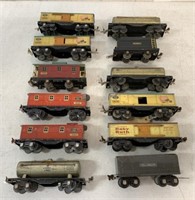 lot of 12 Tin Lionel Train Cars