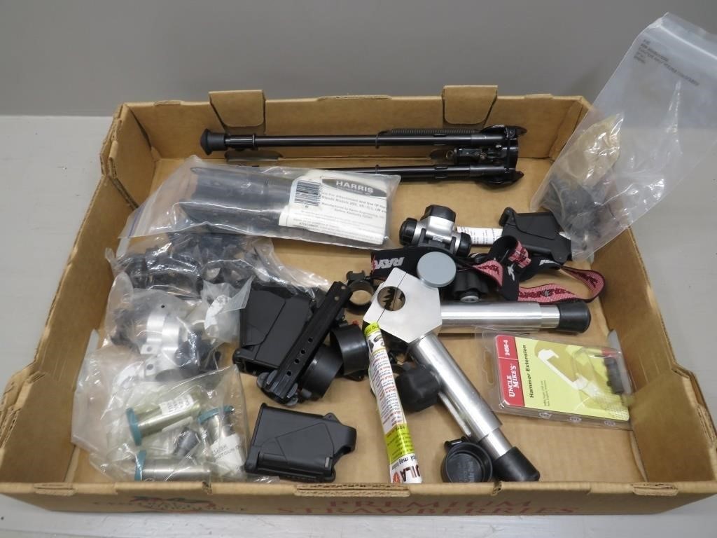 Assorted gun parts – (2) Harris 1A2 bipod,