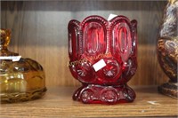 RED GLASS MOON AND STARS VASE