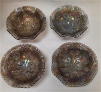 (4) Imperial Smoke Lustre Rose Sauce Bowls