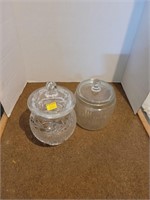 2 Large Glass Lidded Cansiter/Jars