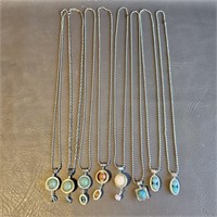 Gemstone Bead Pendant Necklaces w/Chains