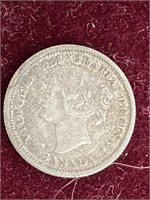 1858 small date Canada 5 cent silver coin