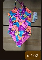 Girl Bathing Suit SZ 6/6x Pink/Orange/Blue