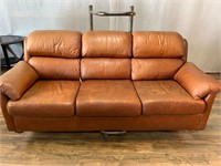 Burnt Orange Leather Sofa - Wear