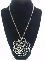 METAL TONE NECKLACE W/ LARGE ABSTRACT PENDENT