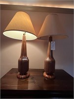 2 MATCHING WOODEN LAMPS