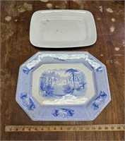(2) Antique Ironstone Platters- Show Signs of Age
