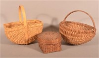 Three Various Antiq./Vtg. Woven Splint Baskets.