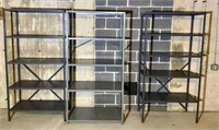(3) metal shelving units - 71.5" x 36" x 17.5" d