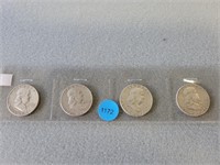 4 Benjamin Franklin half dollars; 1960d, 1961d, 19