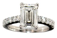 14k Gold 3.77 ct Emerald Cut Lab Diamond Ring