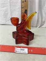 Red Glass Candle Stick Holder