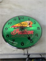 METAL INDIAN MOTORCYCLE GLASS FRONT CLOCK