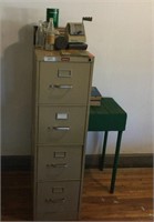 Metal Filing Cabinet w/ Office Goods