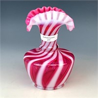 Fenton Cranberry Opal Swirl Vase