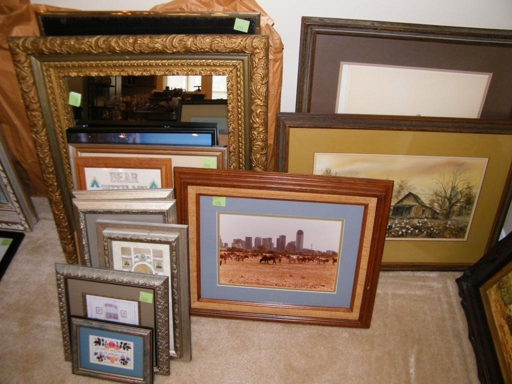 LOT OF 14 FRAMED PICTURES & 2 MIRRORS