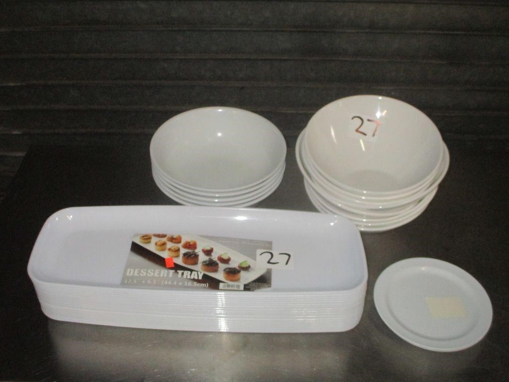 (35) NEW ASSORTED PLASTIC TRAYS & BOWLS