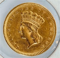 Coin 1857 Large Indian Head Gold Dollar - Rare!