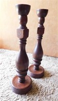 2 Wood Candle Holders