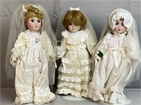 3 Bride Danbury Mint Porcelain Dolls